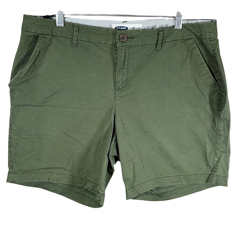 Old Navy Everyday‎ Short Women's 14 Olive Green Chino Twill Mid Rise Stretch